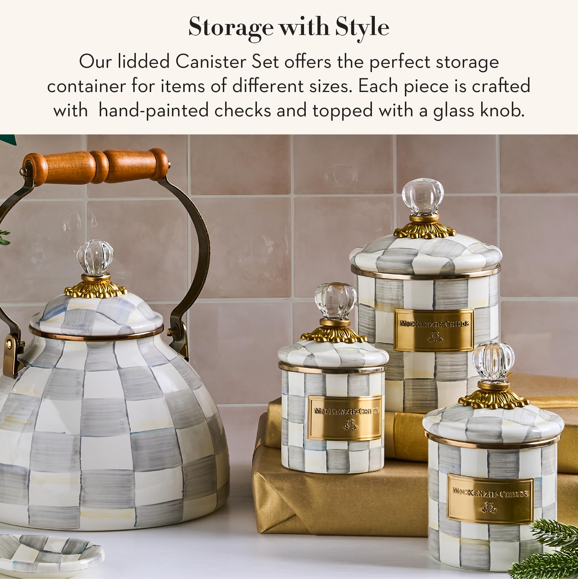 Amazon.com: MACKENZIE-CHILDS Enamel Canister Set, Mini (14 oz